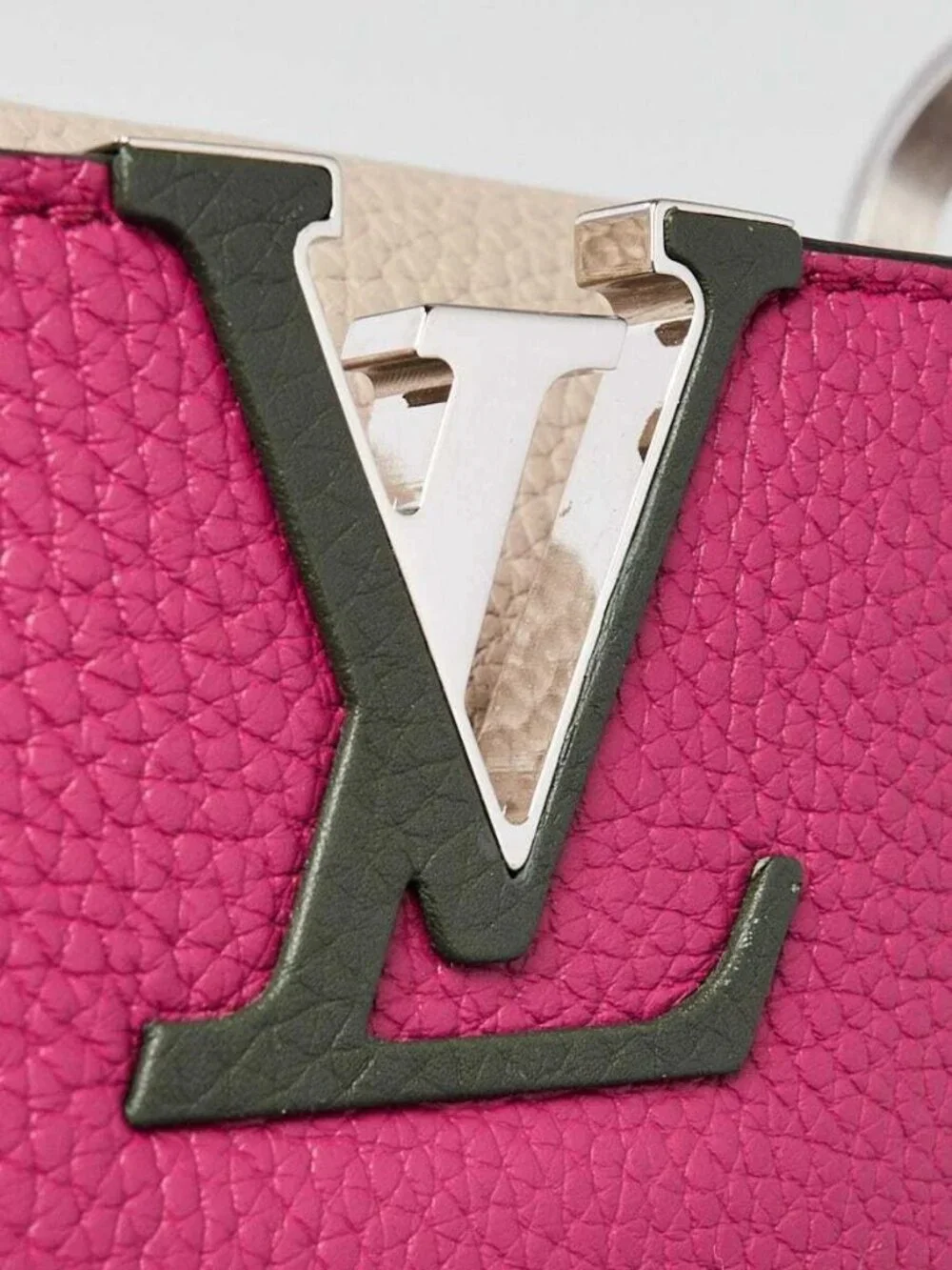 Louis Vuitton Galet/Violet Taurillon Leather Capucines MM Bag